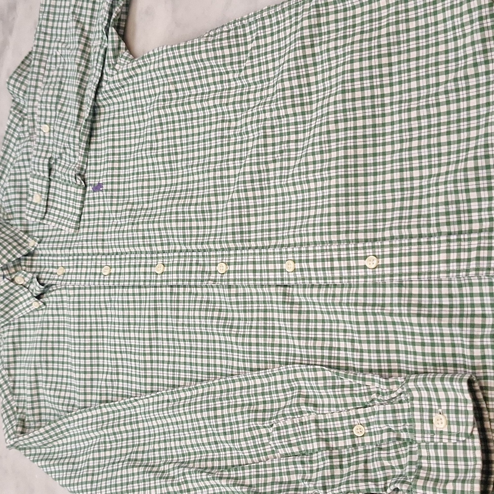 Polo Ralph Lauren Green Plaid Purple Pony Men's Longsleeve Button Down Shirt Sm - Picture 3 of 7